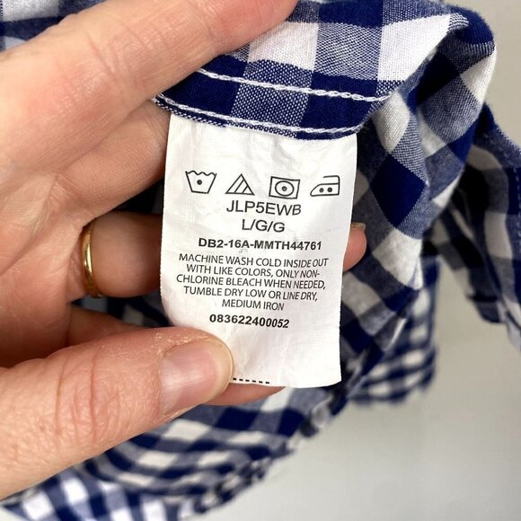 Wrangler Mens Blue Gingham Plaid Button Up L - Picture 6 of 7